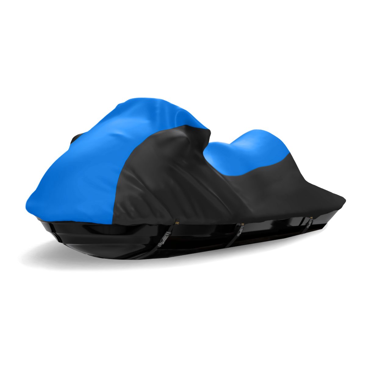 AllGuard Weatherproof Shield jet ski cover in Blue / Black, fitted over a personal watercraft